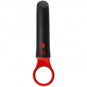 Черно-красный мини-вибратор Power Play with Silicone Grip Ring - 13,3 см.