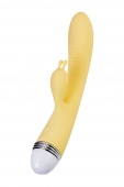Желтый вибратор с клиторальным стимулятором Flovetta Aster - 22 см