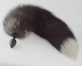 Черная анальная пробка с хвостиком чернобурой лисы