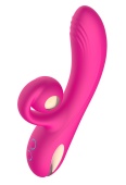 Розовый вибратор-кролик с функцией вращения ствола