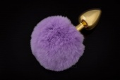 Маленькая золотистая пробка Пикантные штучки с пушистым фиолетовым хвостиком