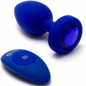 Вибропробка b-Vibe Vibrating Jewel Plug с кристаллом и пультом синяя - 11 см