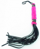 Плеть из лака с розовым мехом BDSM Light - 43 см.