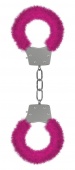 Розовые пушистые наручники OUCH! Pink