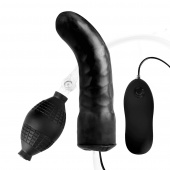 Чёрный надувной вибратор Lux Fetish Curved Dildo - 16 см