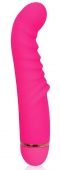 Розовый ребристый вибромассажер для стимуляции точки G - 15 см.