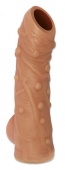 Телесная насадка с пупырышками и открытой головкой Nude Sleeve L - 14 см.