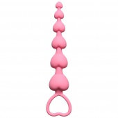 Розовая анальная цепочка Heart s Beads Pink - 18 см.