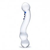 Изогнутый стеклянный стимулятор Textured G-Spot Glass Dildo прозрачный