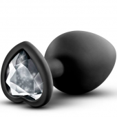 Черная анальная втулка с прозрачным кристаллом Bling Plug Medium - 8,2 см.