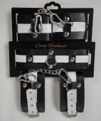 Набор фиксаторов из черной и белой натуральной кожи