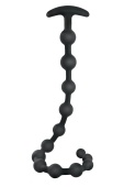 Черная анальная цепочка Ribbed Silicone Anal Beads - 48,3 см.