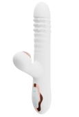 Белый вибратор-кролик с вращающимися шариками и вакуумной стимуляцией