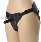 Кожаные трусики со штыком для насадок Sitabella Harness Dual Peak M чёрные