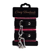 Черно-розовые скругленные наручники с мягкой подкладкой