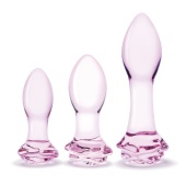 Набор стеклянных анальных пробок с розочками Glas Rosebud Butt Plug Set