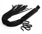 Черная плеть  Фрея  с велюровой рукоятью - 55 см.