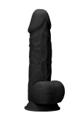 Черный фаллоимитатор Realistic Cock With Scrotum - 21,5 см.