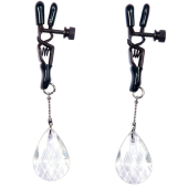 Зажимы на соски с подвесами с хрустальными капельками Зажимы на соски с подвесами с хрустальными капельками