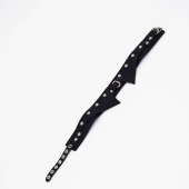 Черный однослойный кожаный ошейник с имитацией воротничка