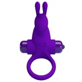Фиолетовое эрекционное кольцо с выступом-зайчиком для стимуляции клитора