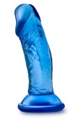 Синий анальный фаллоимитатор Sweet N Small 4 Inch Dildo with Suction Cup - 11,4 см.