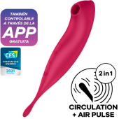 Двухсторонний вакуумный вибростимулятор Satisfyer Twirling Pro+ с приложением малиновый