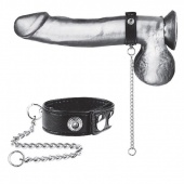 Кольцо на пенис с металлическим поводком Snap Cock Ring with Leash