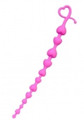 Розовая силиконовая анальная цепочка Long Sweety - 34 см.
