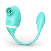 Мятный вакуумный вибростимулятор Tadpole Vibrating Dual Stimulation с виброхвостиком