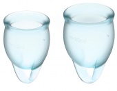 Набор из 2 менструальных чаш с петелькой Satisfyer голубой