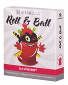 Стимулирующий презерватив-насадка Roll   Ball Raspberry