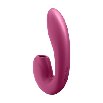 Вибратор с вакуумным стимулятором и приложением Satisfyer Sunray малиновый