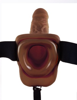 Фаллопротез с мошонкой Hollow Strap-On with Balls 24 см коричневый