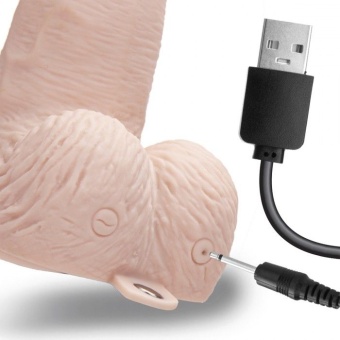 Фаллопротез перезаряжаемый  Lux Fetish с вибрацией телесный - 18 см