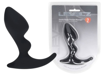 Черная анальная пробка для массажа простаты Double Ripple Silicone Prostate Massager