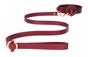 Бордовый ошейник с поводком Collar With Leash