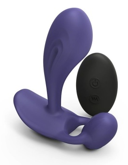 Темно-синий вибромассажер Witty P G Vibrator with Remote Control