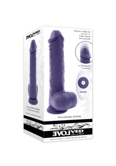 Фиолетовый вибратор на присоске с поступательными движениями Pleasure Rider - 22,2 см.