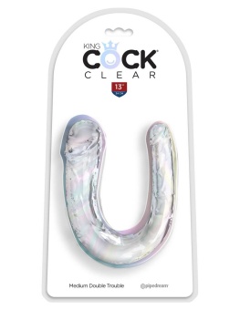 Двухсторонний фаллоимитатор King Cock Clear Double Trouble Medium прозрачный