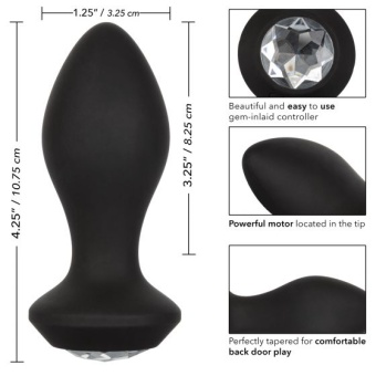 Анальная пробка с кристаллом и вибрацией Power Gem Vibrating Crystal Probe черная