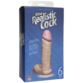Реалистичный фаллоимитатор с мошонкой Doc Johnson Realistic Cock 15см телесный