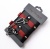 Черно-красные кожаные наручники на металлической сцепке