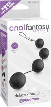 Анальная цепочка со смещенным центром тяжести Deluxe Vibro Balls чёрная