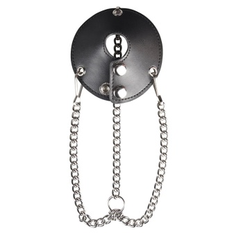 Кожаная утяжка для мошонки с металлическими цепочками Parachute Ball Stretcher