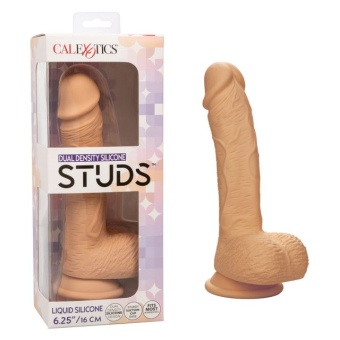 Фаллоимитатор с мошонкой на присоске Dual Density Silicone Studs 16 см телесный