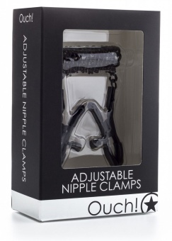 Зажимы для сосков с цепочкой Ouch! Adjustable Nipple Clamps чёрные