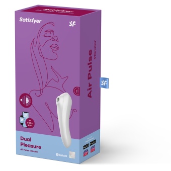 Белый вакуум-волновой вибратор с приложением Satisfyer Dual Pleasure