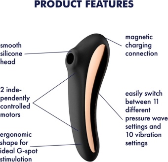 Вакуумно-волновой вибратор с приложением Satisfyer Dual Kiss черный