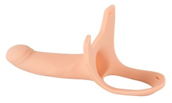 Силиконовый полый фаллоимитатор на ремешках Strap-on Silicone Sleeve - 16 см